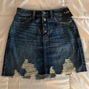 High-Rise Denim Skirt